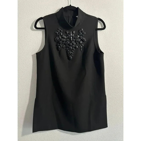Trina Turk Bejeweled Rhinestone Mock Turtleneck Tunic Size 8 - Picture 6 of 15